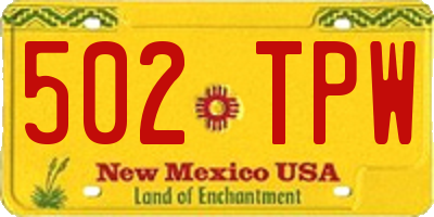 NM license plate 502TPW
