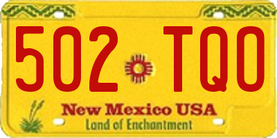 NM license plate 502TQO