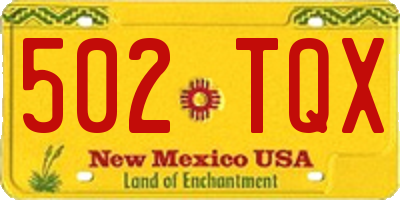 NM license plate 502TQX