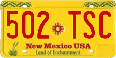 NM license plate 502TSC