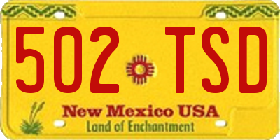 NM license plate 502TSD