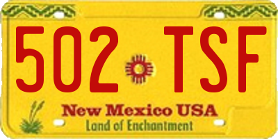 NM license plate 502TSF