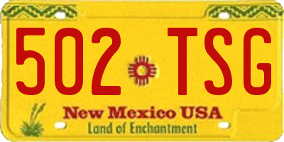 NM license plate 502TSG