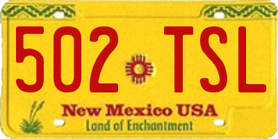 NM license plate 502TSL