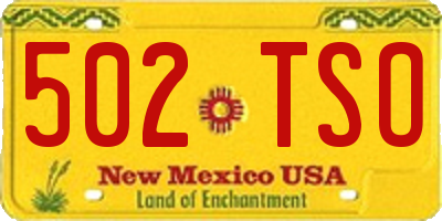NM license plate 502TSO