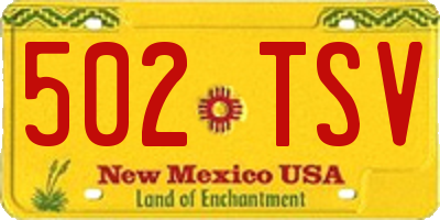 NM license plate 502TSV