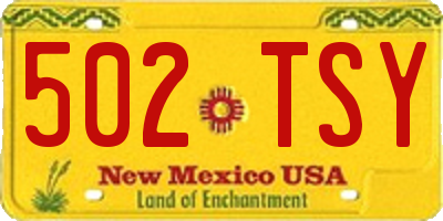 NM license plate 502TSY