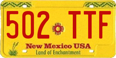 NM license plate 502TTF