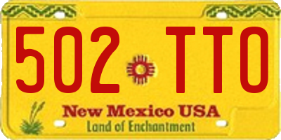 NM license plate 502TTO