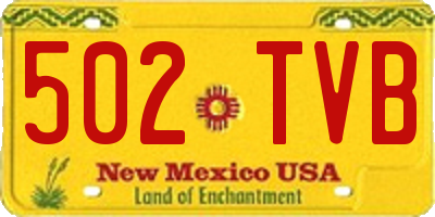 NM license plate 502TVB