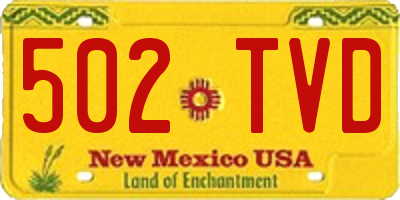 NM license plate 502TVD