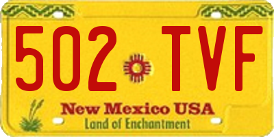 NM license plate 502TVF