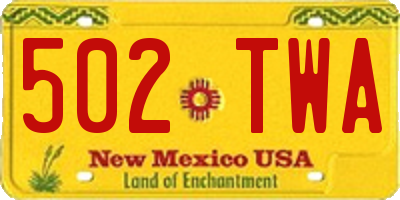 NM license plate 502TWA