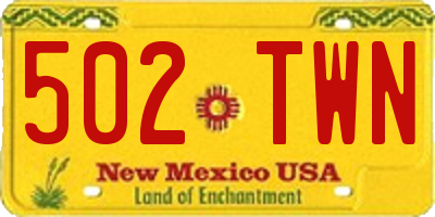NM license plate 502TWN