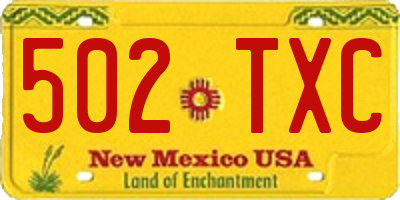 NM license plate 502TXC