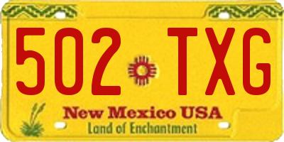 NM license plate 502TXG