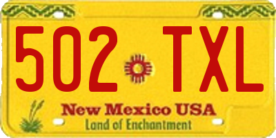 NM license plate 502TXL