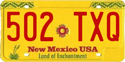 NM license plate 502TXQ