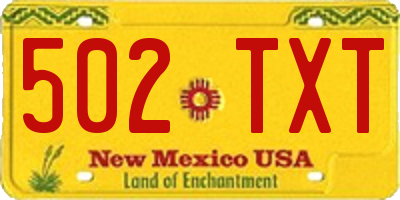 NM license plate 502TXT