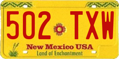 NM license plate 502TXW