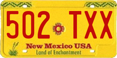 NM license plate 502TXX