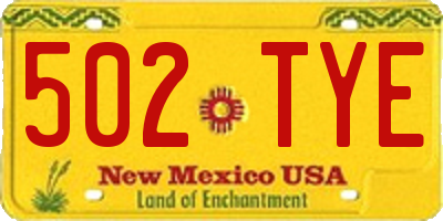 NM license plate 502TYE