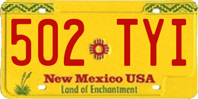 NM license plate 502TYI