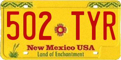 NM license plate 502TYR
