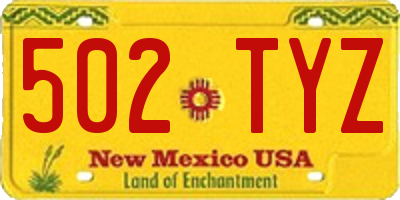 NM license plate 502TYZ