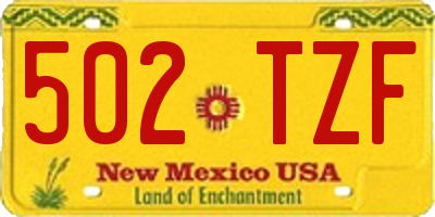 NM license plate 502TZF