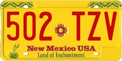 NM license plate 502TZV