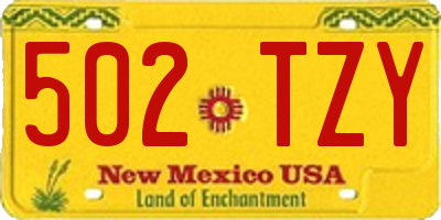 NM license plate 502TZY