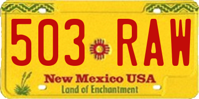 NM license plate 503RAW