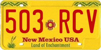 NM license plate 503RCV
