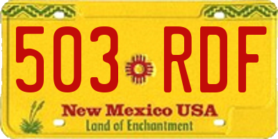 NM license plate 503RDF