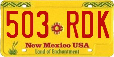 NM license plate 503RDK