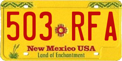 NM license plate 503RFA