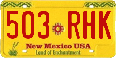 NM license plate 503RHK