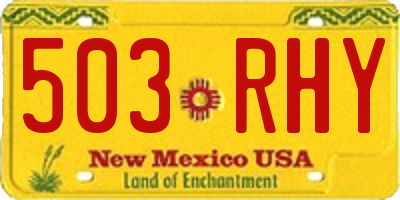NM license plate 503RHY