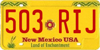 NM license plate 503RIJ