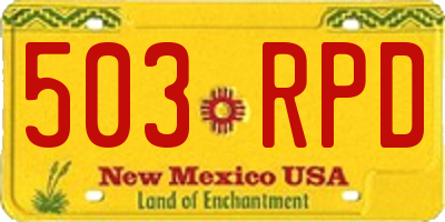 NM license plate 503RPD