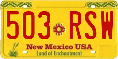 NM license plate 503RSW