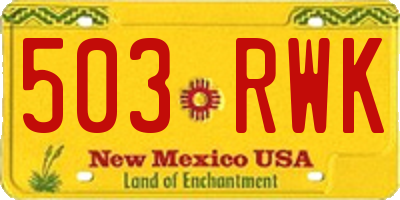 NM license plate 503RWK