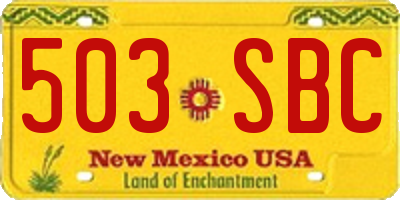 NM license plate 503SBC