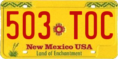 NM license plate 503TOC