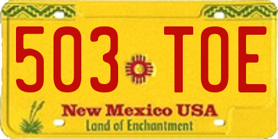 NM license plate 503TOE