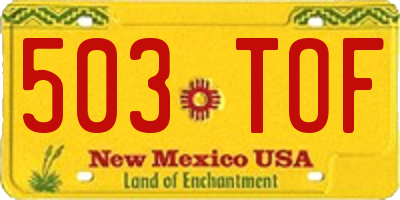 NM license plate 503TOF