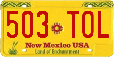NM license plate 503TOL