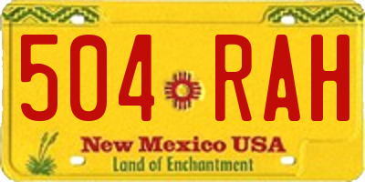 NM license plate 504RAH