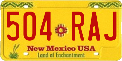 NM license plate 504RAJ